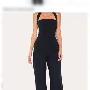 PrettyLittleThing Black Halter-Neck Wide Leg Jumpsuit